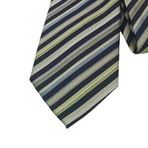 Knightsbridge Repp Tie Men’s 60” Green Blue Black Thin Stripe Y2K Classic New